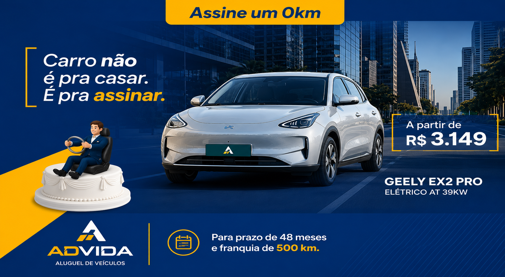 Geely EX2 Pro elétrico por assinatura a partir de R$ 3.149